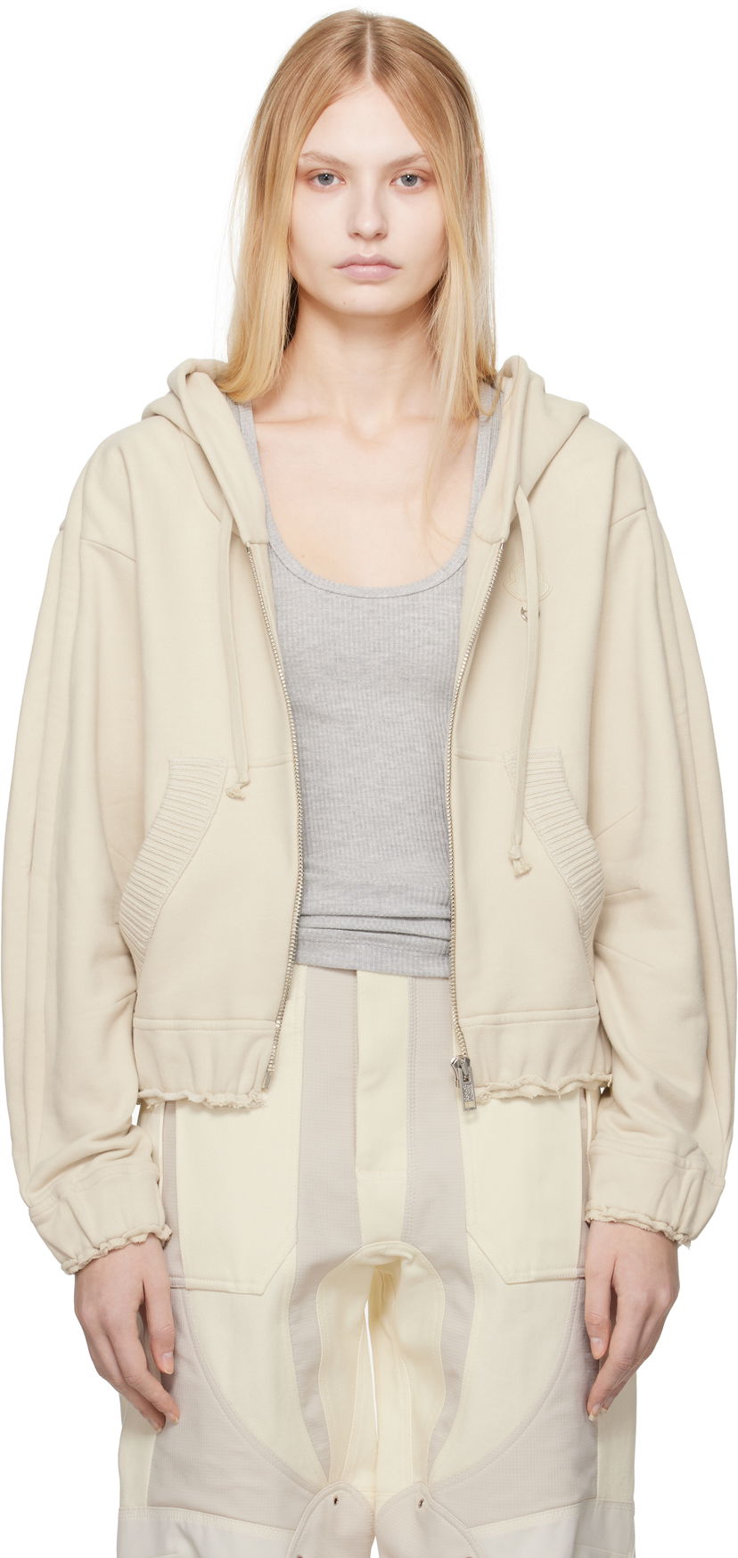 Pulover Moncler Moncler Genius x Willow Smith Zip-Up Cotton Hoodie Bež | J209T 8G00001 - 899WC