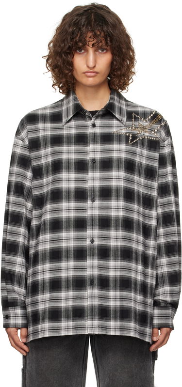 Srajce We11done We11done Meteor Check Embellished Shirt Črna | WD-SH3-24-128-U-BK, 0