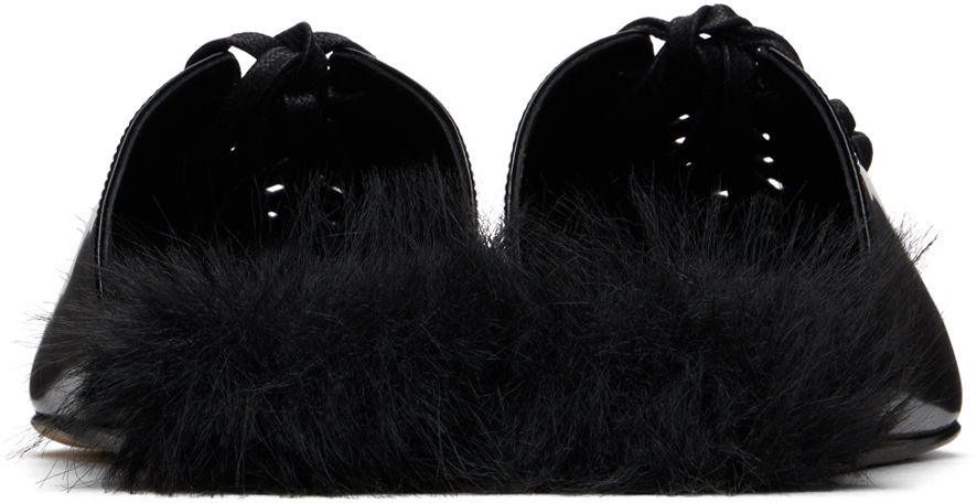 Oblačila Simone Rocha Simone Rocha Pointed-Toe Faux-Fur Slippers Črna | PMP19F 0740, 1