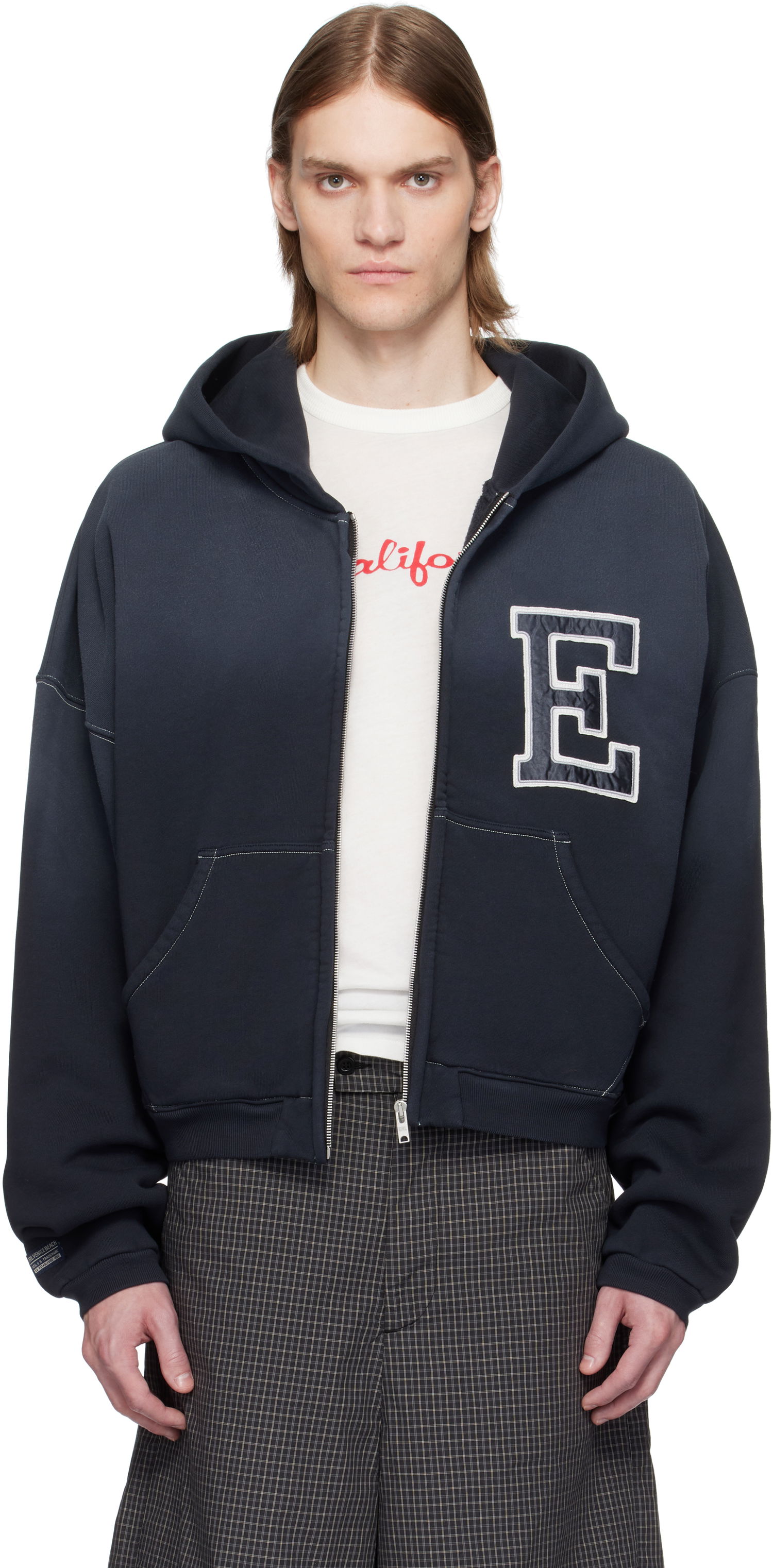 Pulover ERL ERL Varsity Oversized Zip-Up Hoodie Mornarica | ERL10T033, 0