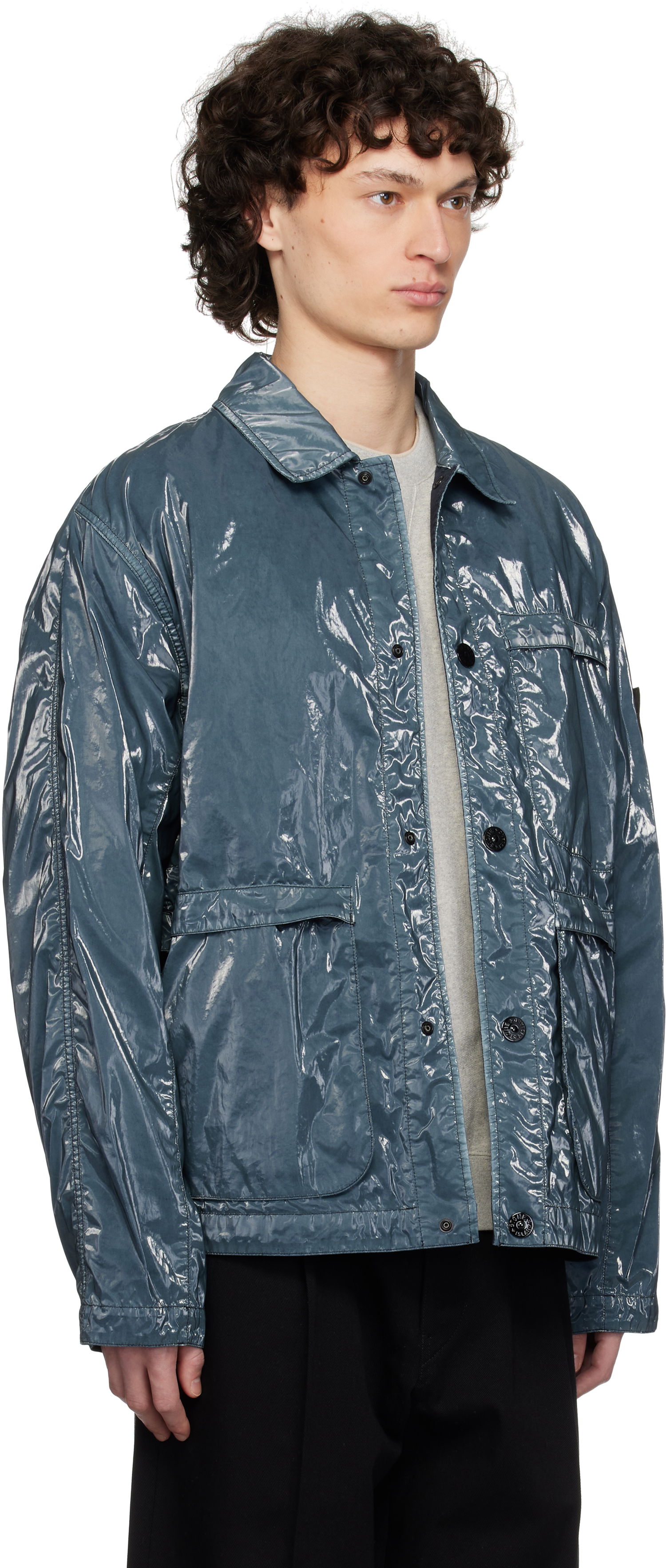 Vetrovka Stone Island Stone Island Prismatica Mussola Caban Jacket Modra | K1S15 4100065 S0132, 1
