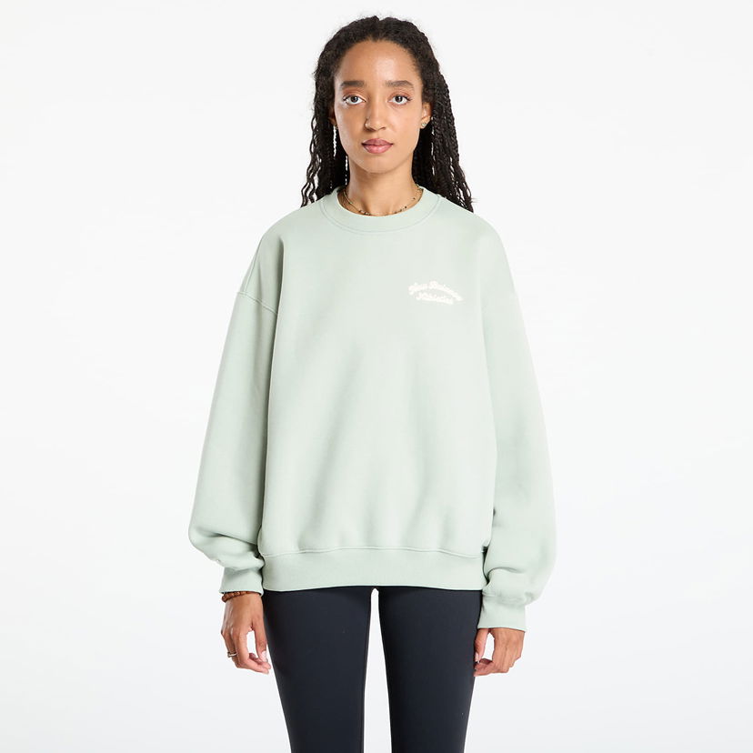 Pulover New Balance New Balance Linear Heritage Fleece Crew Sweatshirt Zelena | WT53516GAS