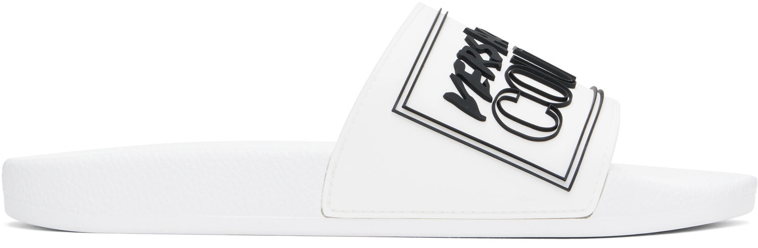 Superge in čevlji Versace Versace Jeans Couture Logo Shelly Pool Slides Bela | E78YA3SQ3_EZSC22, 0