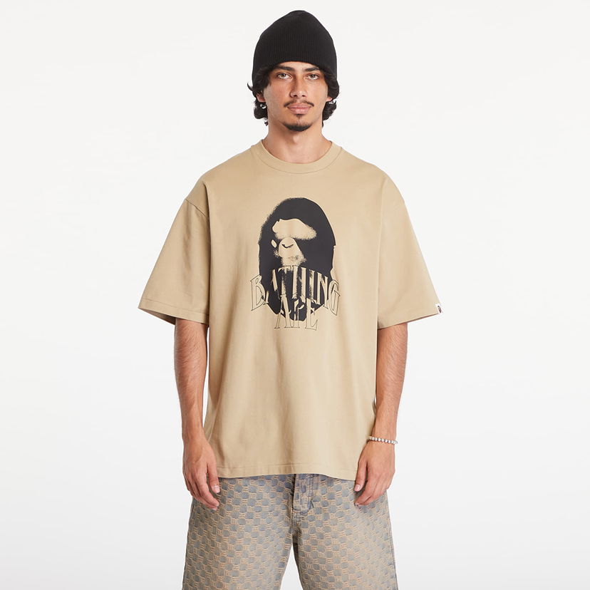 Majica BAPE A BATHING APE Spray Print Logo Relaxed Fit Short Sleeve Tee Beige Bež | 001TEK801346M BEI