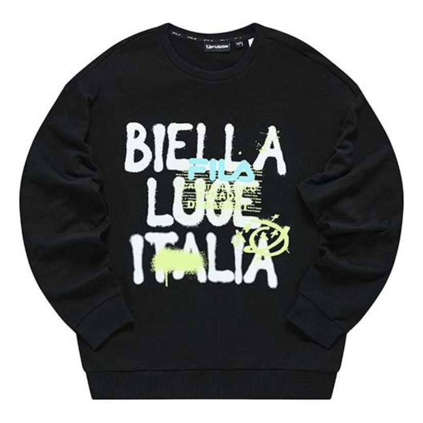Pleteni pulover FILA Fusion Letter Printed Sweatshirt Črna | T11M235205F-BK