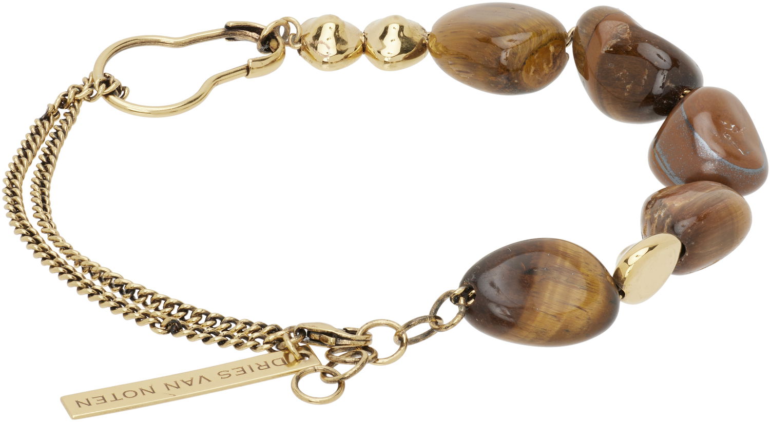 Zapestnica Dries Van Noten Dries Van Noten Tiger's Eye and Textured Bead Chain Bracelet Večbarvna | 252-028208-087, 1