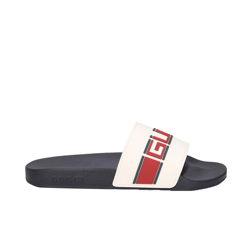 Superge in čevlji Gucci Stripe Rubber Slide White Red Green Zelena | 522884 JC200 9566