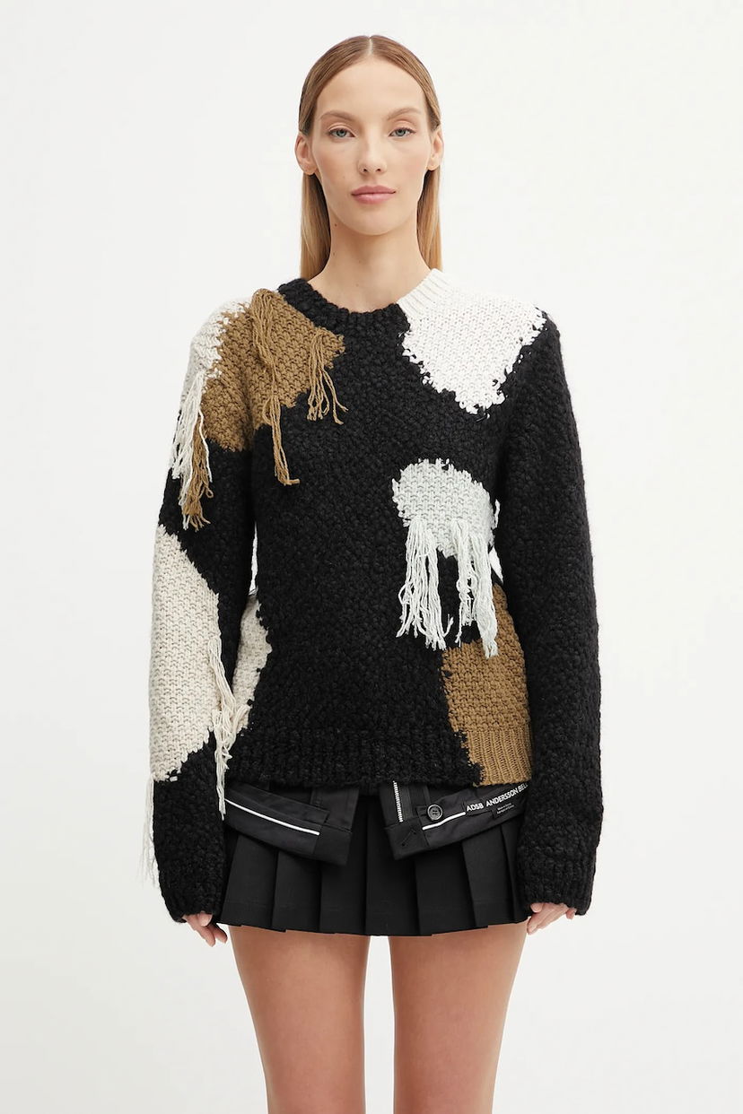 Pleteni pulover Andersson Bell Andersson Bell Sylvia Abstract Patchwork Wool Sweater Večbarvna | atb1365w