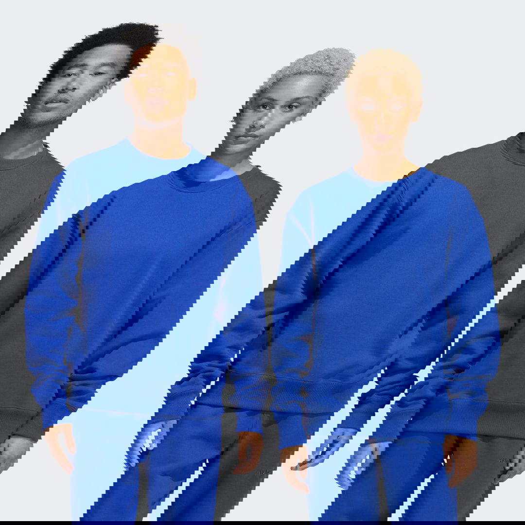 Pulover adidas Originals Pharrell Williams Basics Crew Sweatshirt Modra | HF9935, 0