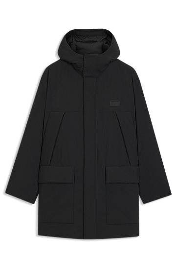 Parka BOSS Water-repellent Hooded Puffer Parka with Split Logo Črna | 50549663