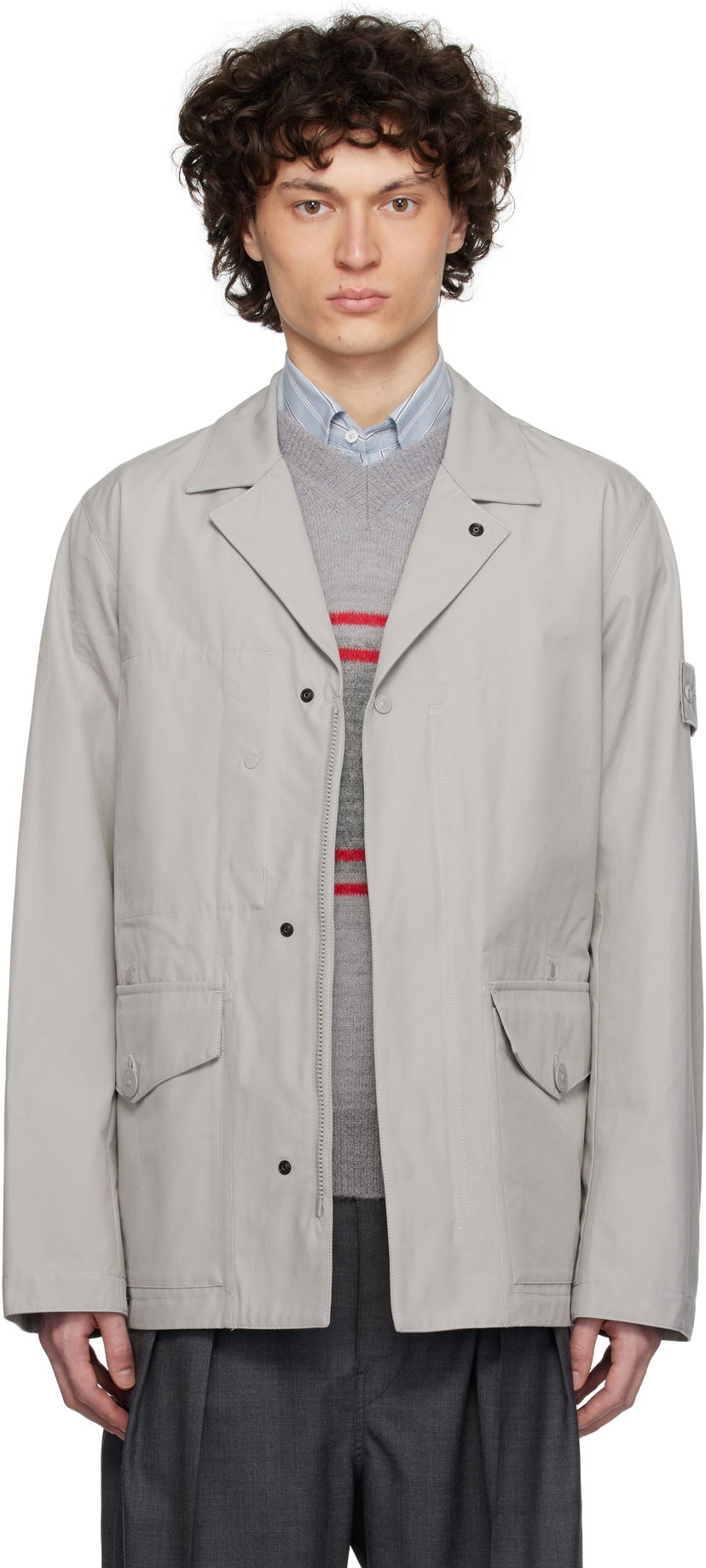 Jakna Stone Island Stone Island Weatherproof Cotton Canvas Jacket Siva | K1S15 A100002 S00F1