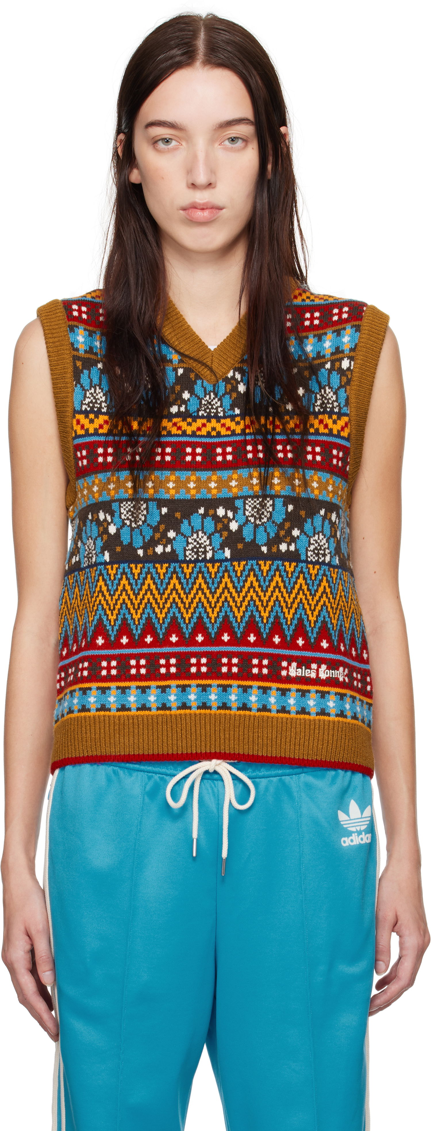 Telovnik Wales Bonner Wales Bonner Knit Vest Rjava | JE5983, 0