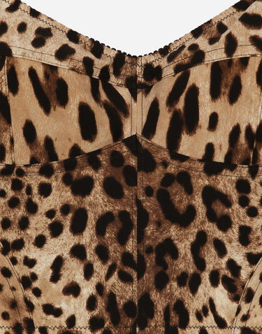 Majica brez rokavov Dolce & Gabbana Dolce & Gabbana Leopard Charmeuse Bustier Top Rjava | F7W98TGDCLPHY13M, 3