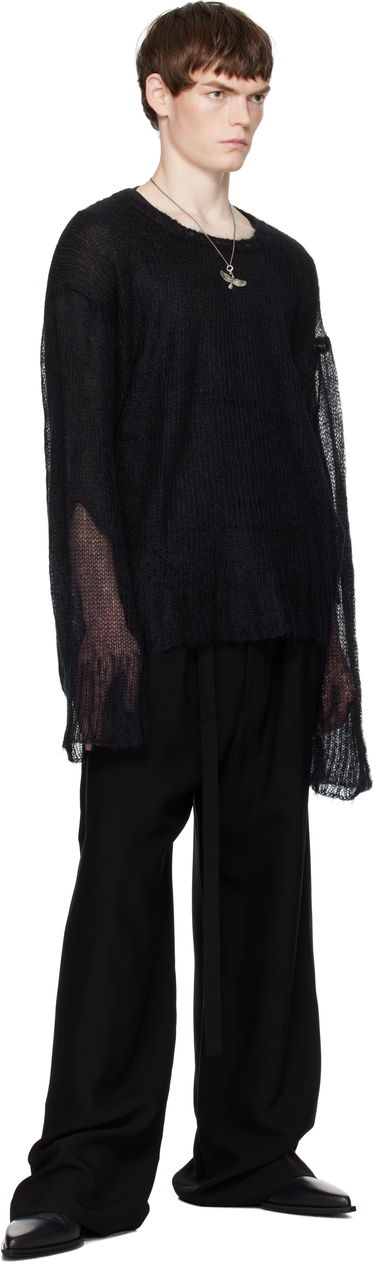 Pleteni pulover Ann Demeulemeester Ann Demeulemeester Kent Open Neck Sweater Črna | B0012862-KN058-099, 3