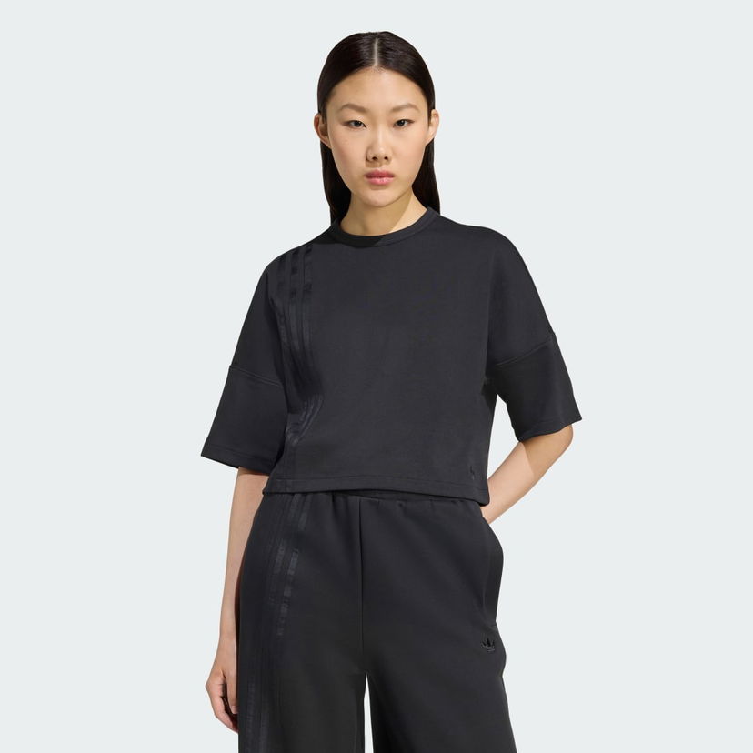 Majica adidas Performance Off Placed 3-Stripes Cropped T-Shirt Črna | JX2707