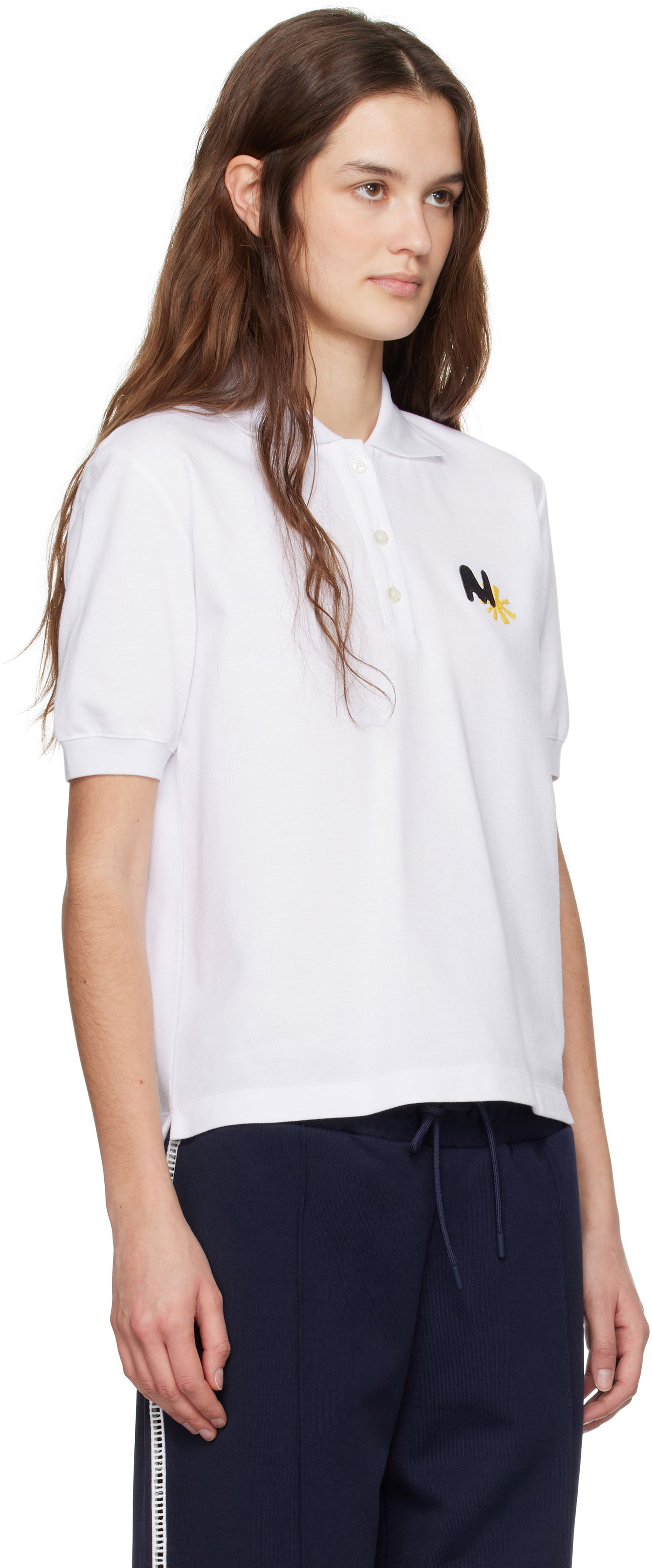 Polo majica MSGM MSGM Logo Patch Polo Bela | 3841MDM80 257137, 1