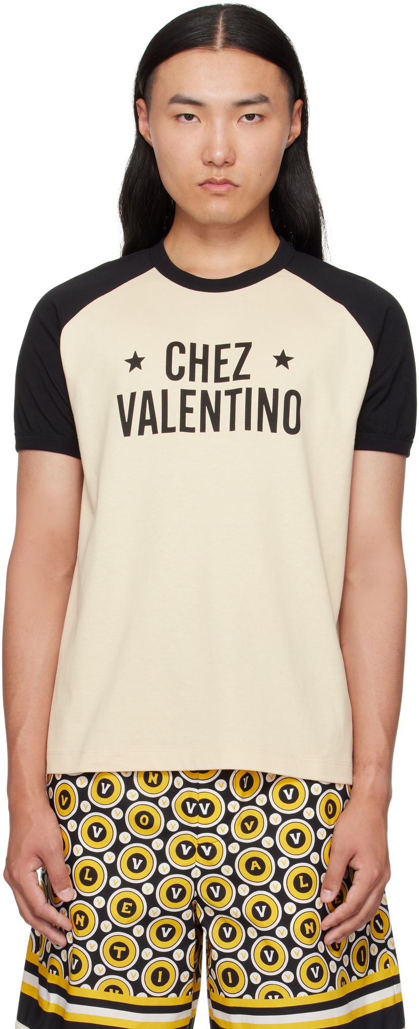 Majica Valentino Valentino 'Chez Valentino' Print Cotton T-Shirt Bež | 7V3MG17DAYC