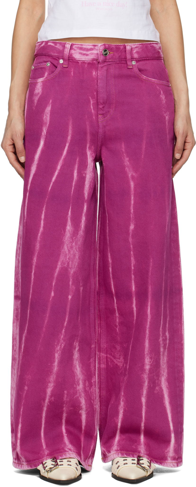Kavbojke GANNI GANNI Overdyed Heavy Denim Marri Jeans Lila | J1671