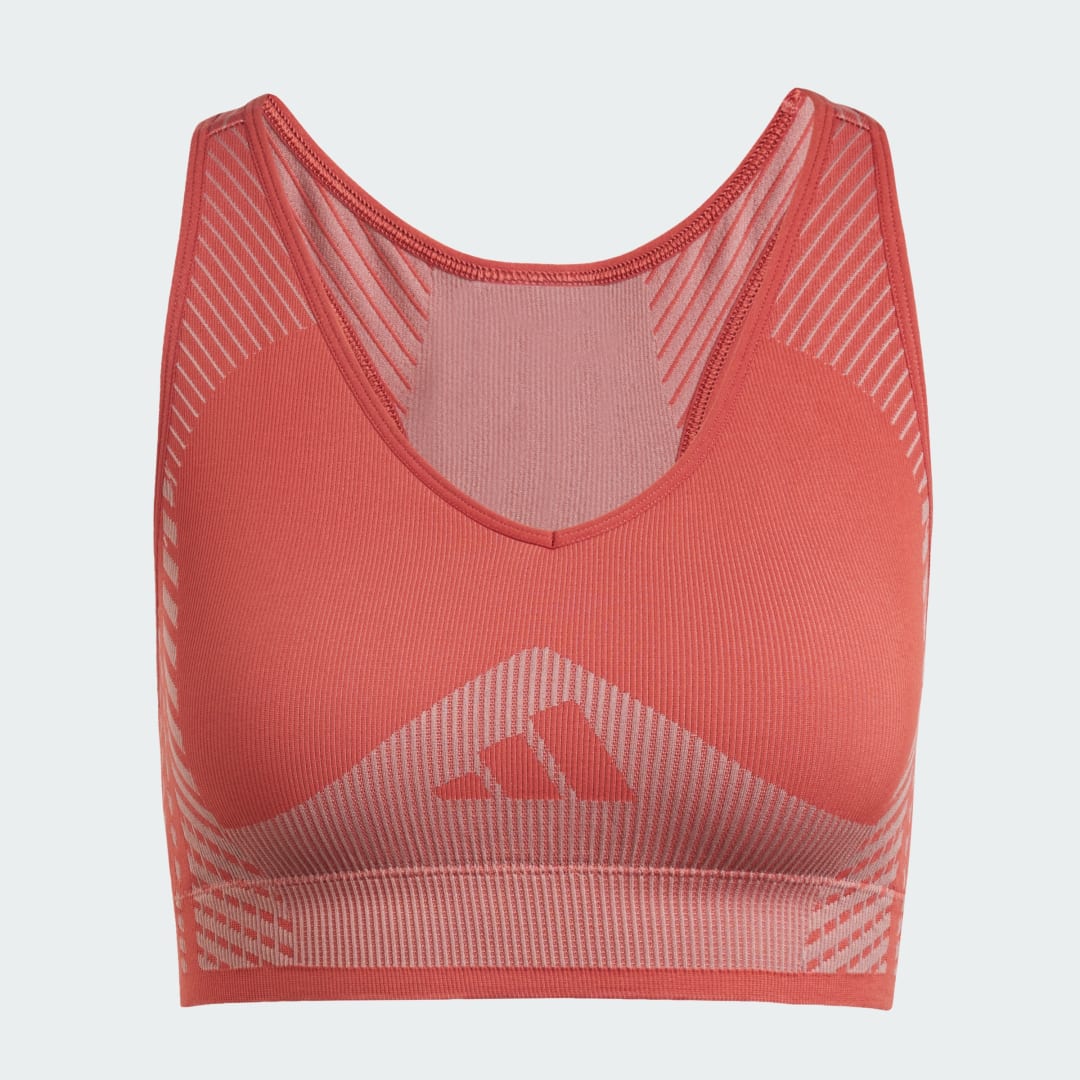 Modrček adidas Performance AEROKNIT Training Light Support Bra Rdeča | JI8008, 1