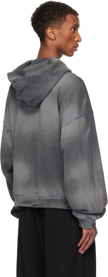 Pulover We11done We11done Distressed Zip-Up Hoodie Siva | WD-TJ3-24-833-U-CH, 2