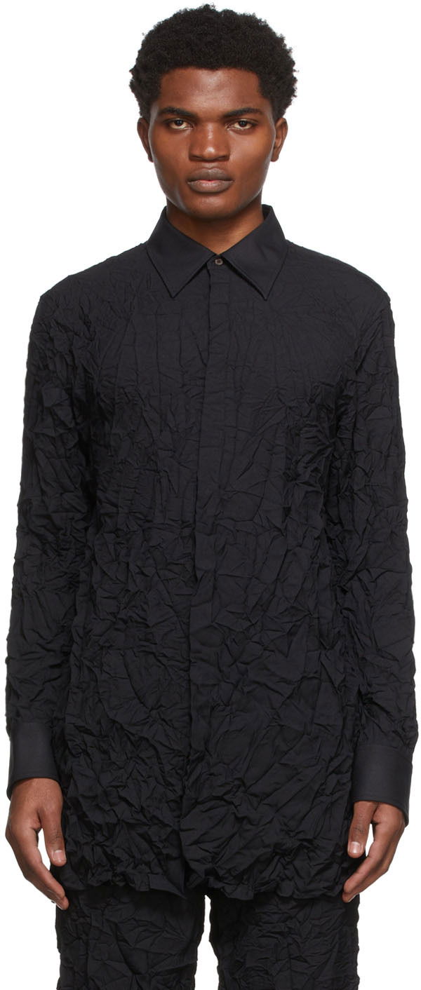 Srajce Dion Lee Crinkle Button-Up Shirt Črna | C5017S22