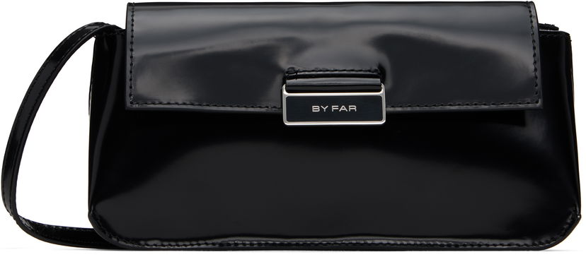 Torba za čez ramo BY FAR Semi Patent Leather Shoulder Bag Črna | 23PFTPCOBLWSMA