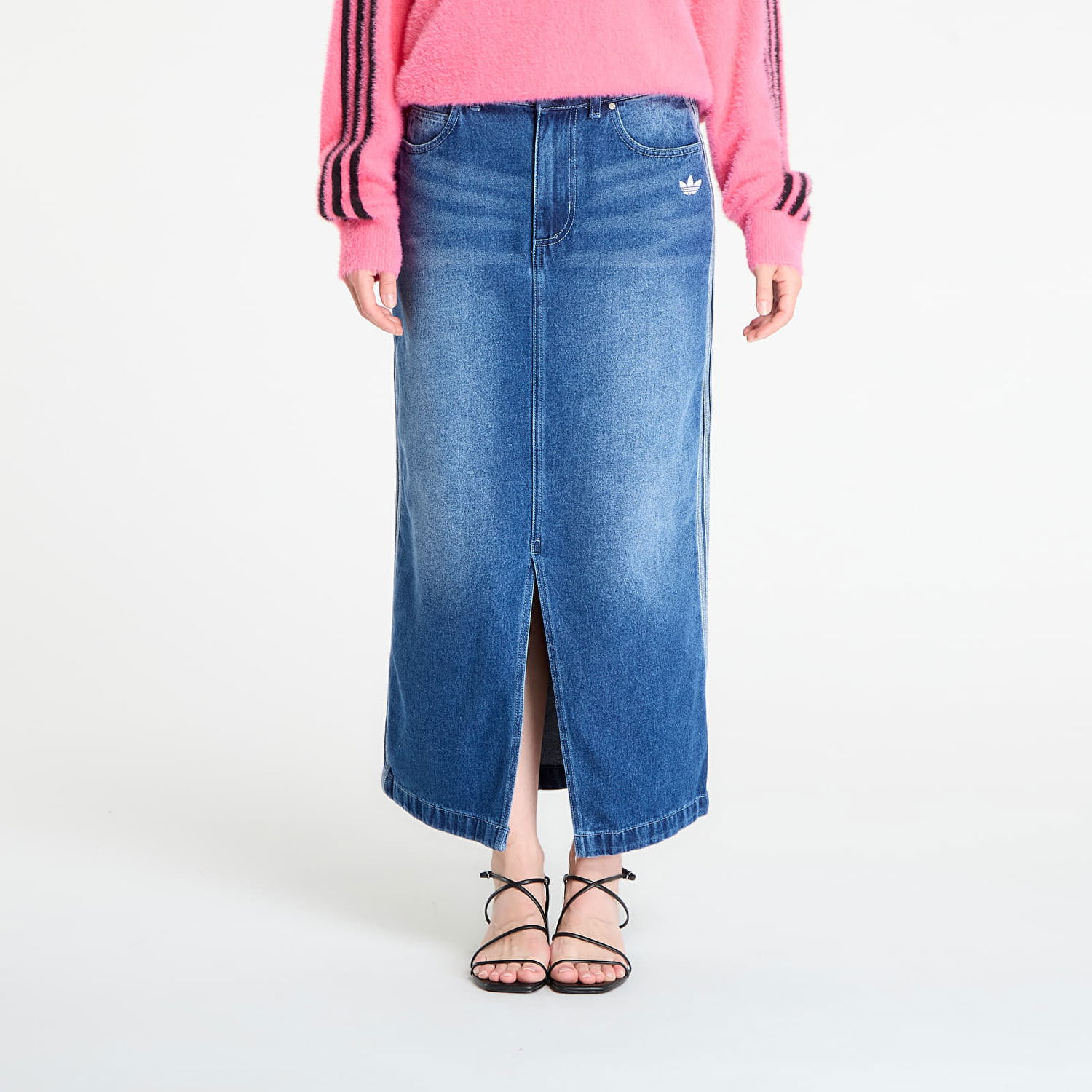 Krila adidas Originals Adicolor 3-Stripes Denim Pencil Skirt Modra | JW2658, 0