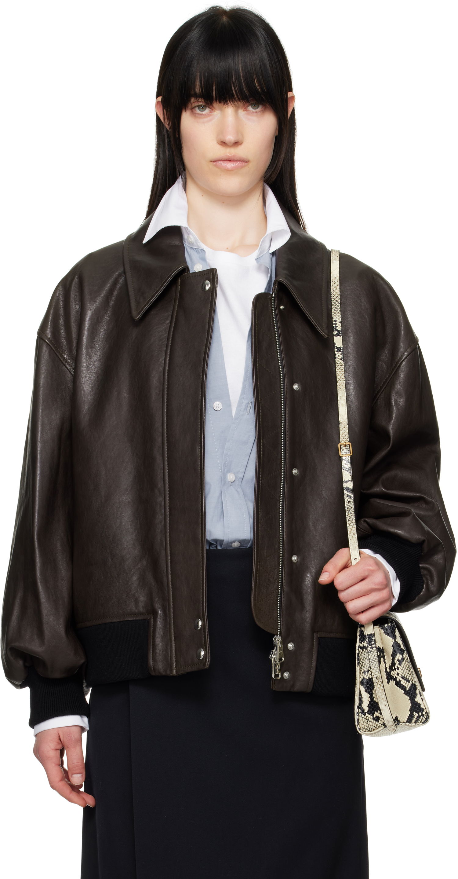 Bomber jakna Khaite Khaite Shelman Leather Jacket Rjava | 6166729, 0