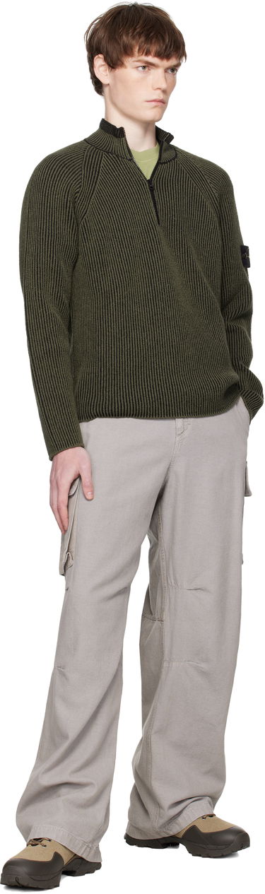 Pleteni pulover Stone Island Stone Island Full Rib RWS Wool Quarter-Zip Sweatshirt Zelena | K2S15 5100024 S00L7, 4