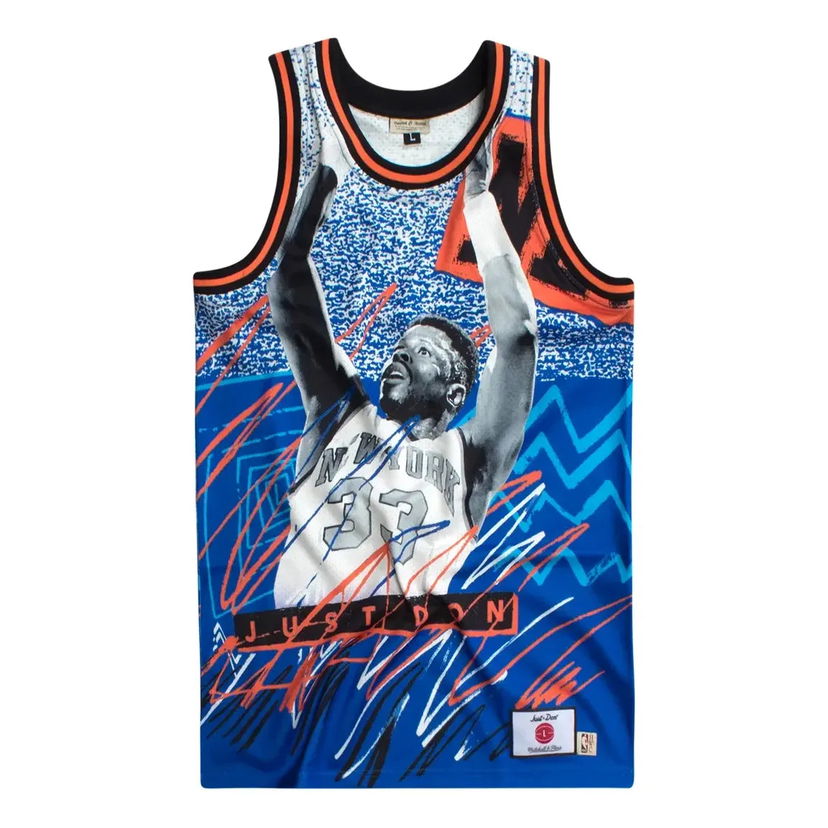 Majica brez rokavov Mitchell & Ness Mitchell & Ness x JUST DONNY New York Knicks Basketball Jersey Modra | DJY1PTRY-NYKNG180453PEW