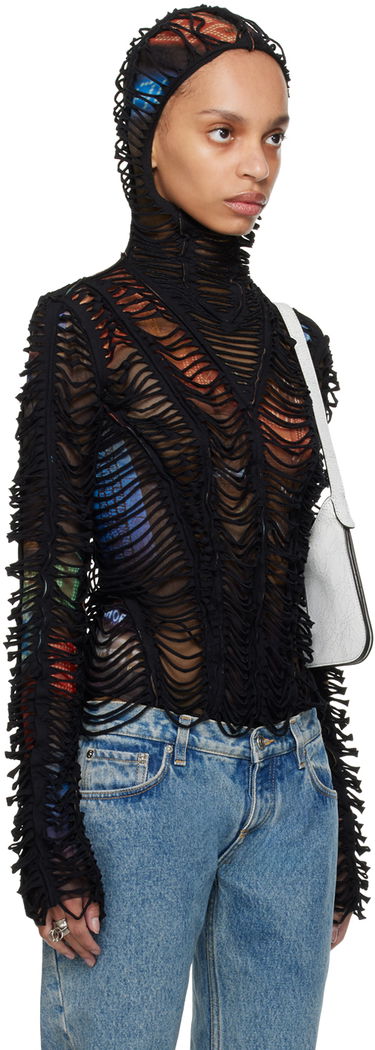 Pulover Jean Paul Gaultier Shayne Oliver Edition 'The Slashed City' Hoodie Top Črna | 24/27-U-SW037-T551-60405030, 1