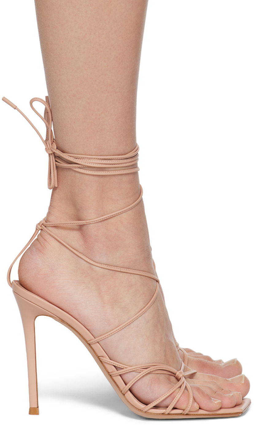 Superge in čevlji Gianvito Rossi Gianvito Rossi Sylvie Lace-Up Heeled Sandals Bež | G32016.15RIC.NAP