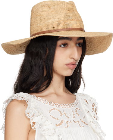 Klobuk rag & bone rag & bone Leather-Trimmed Wide-Brim Raffia Panama Hat Bež | WJW25SH1015ST15, 1