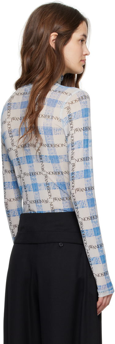 Majice in brezrokavniki JW Anderson JW Anderson Semi-Sheer Logo Turtleneck Top Bela | JO0224-PG1721, 2
