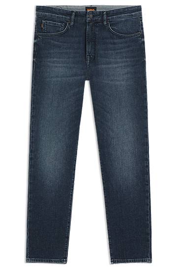 Kavbojke BOSS Tapered-Fit Comfort-Stretch Denim Jeans Modra | 50544651