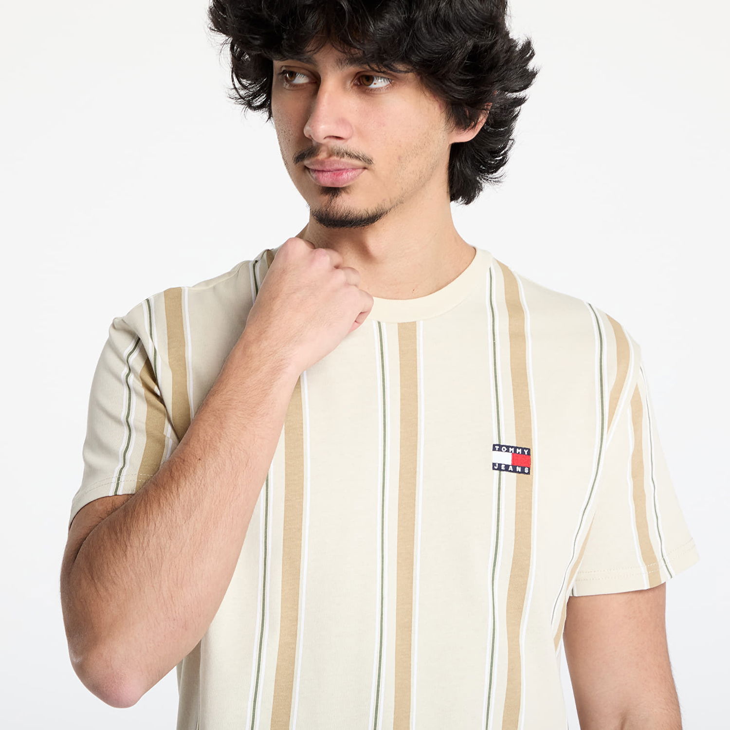 Majica Tommy Hilfiger Tommy Jeans Regular Vertical Stripe Tee Bež | DM0DM21364 ACG, 1