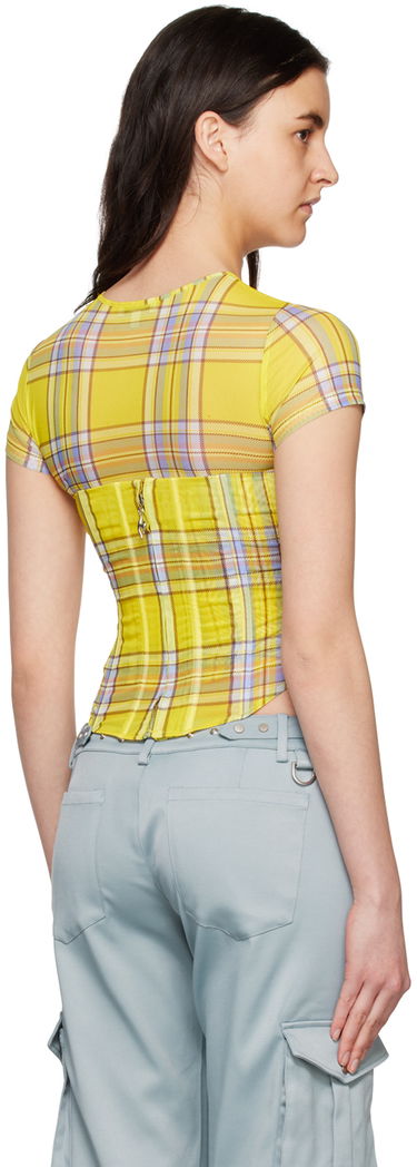 Krop-top Miaou Miaou Peri Plaid Corset T-Shirt Rumena | 7018PM1DNP, 2