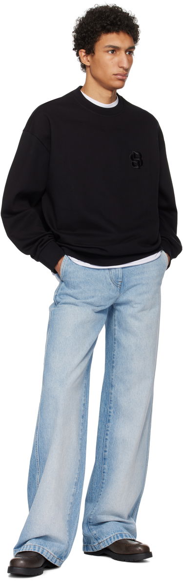 Pleteni pulover BOSS Mercerized Cotton Sweatshirt Črna | 50533075, 3