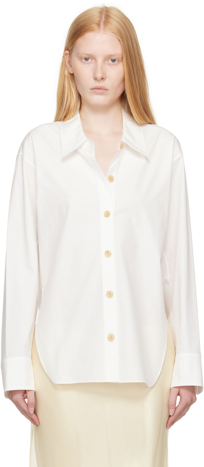 Srajce Khaite Khaite Herschel Button-Down Shirt Bela | 2379195