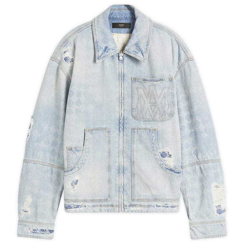 Jakna AMIRI AMIRI Repair Work Denim Jacket, Size Large Modra | AMDNWJ1014-FadedIndigo