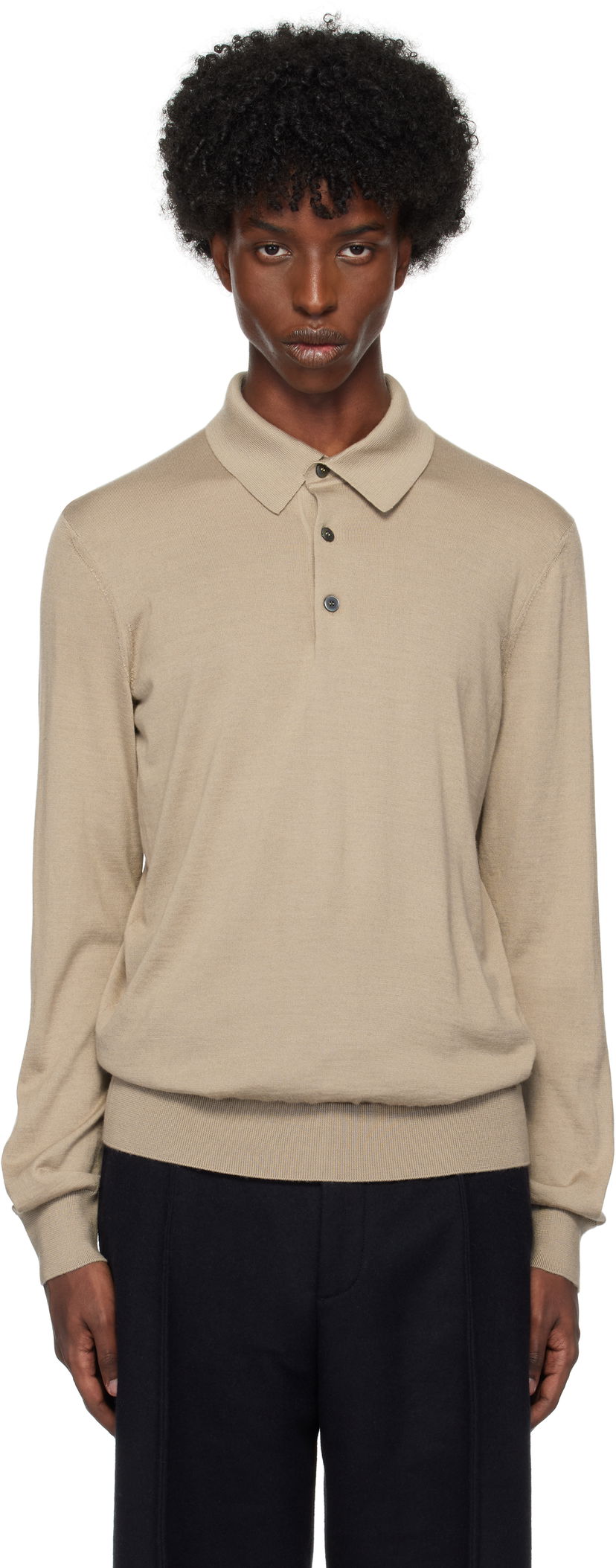 Polo majica ZEGNA Polo Shirt Long Sleeve Bež | UEJ00A8-132