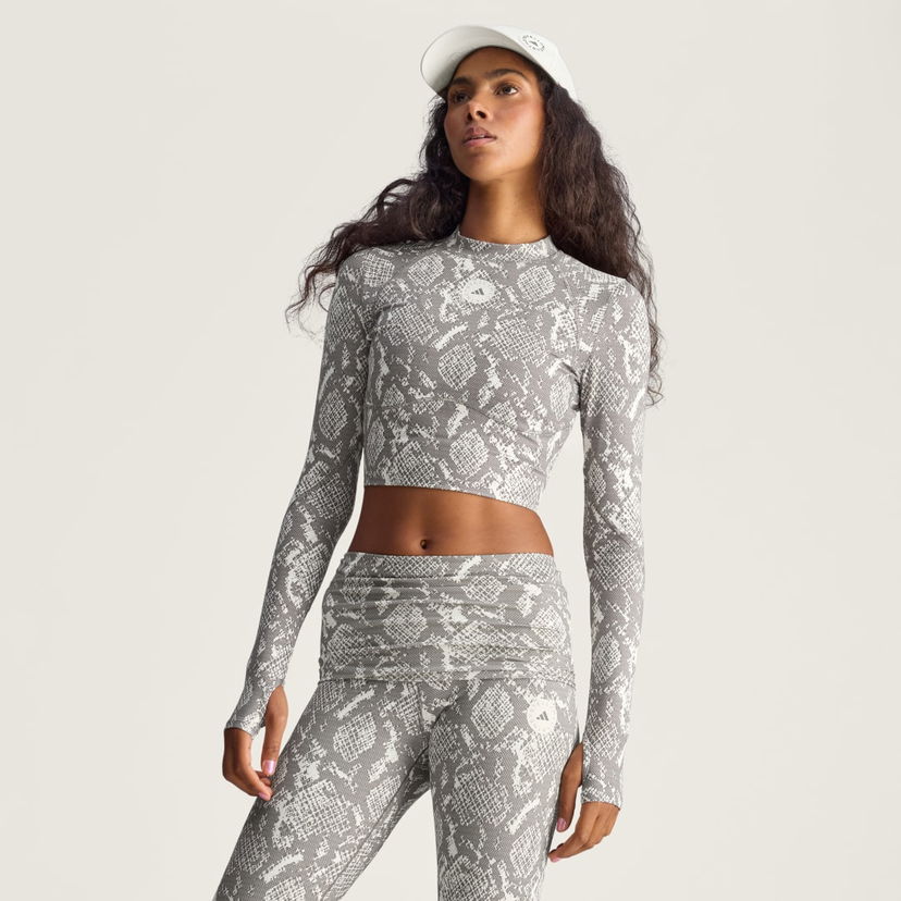 Krop-top adidas Performance Stella McCartney Long-Sleeve Snake Print Crop Top Siva | JM8478