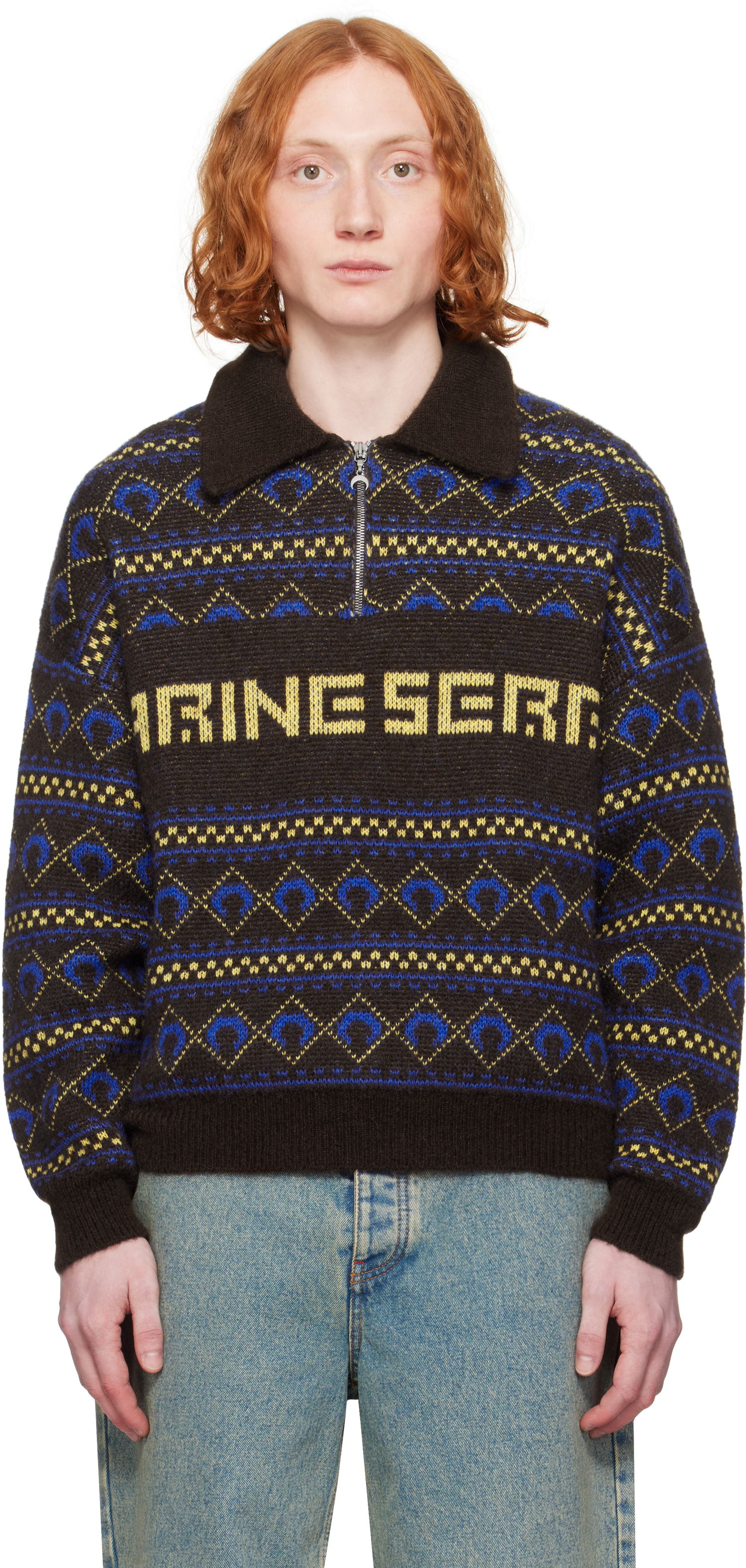 Pleteni pulover Marine Serre Marine Serre Jacquard Knit Sweater Rjava | MTK022A CKNI0532, 0
