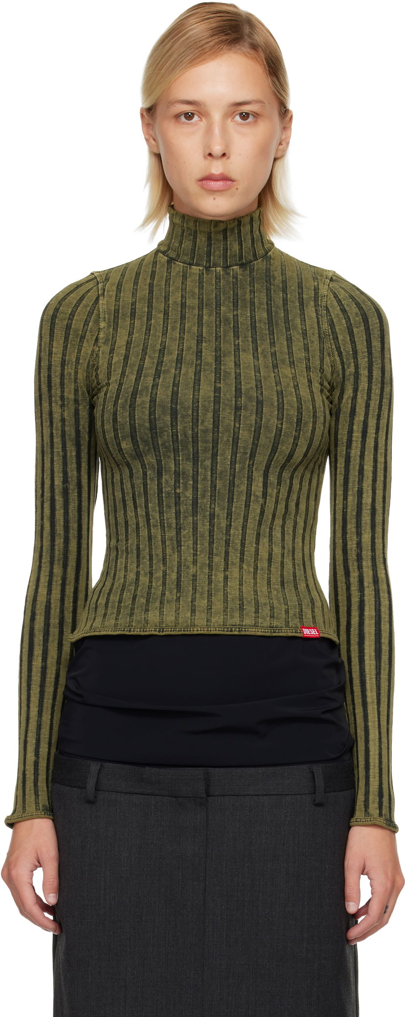 Pleteni pulover Diesel T-Clawa Ribbed Turtleneck Long-Sleeve Sweater Zelena | A21601 0DCCB