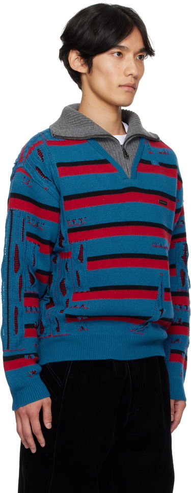 Pleteni pulover Andersson Bell Andersson Bell Stripe Jacquard Half Zip-Up Sweater Modra | atb1331m, 4