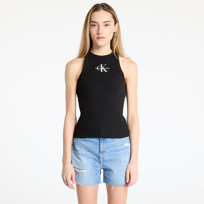 Majica brez rokavov CALVIN KLEIN Calvin Klein Jeans Monologo Rib Tank Top Črna | J20J225301 BEH