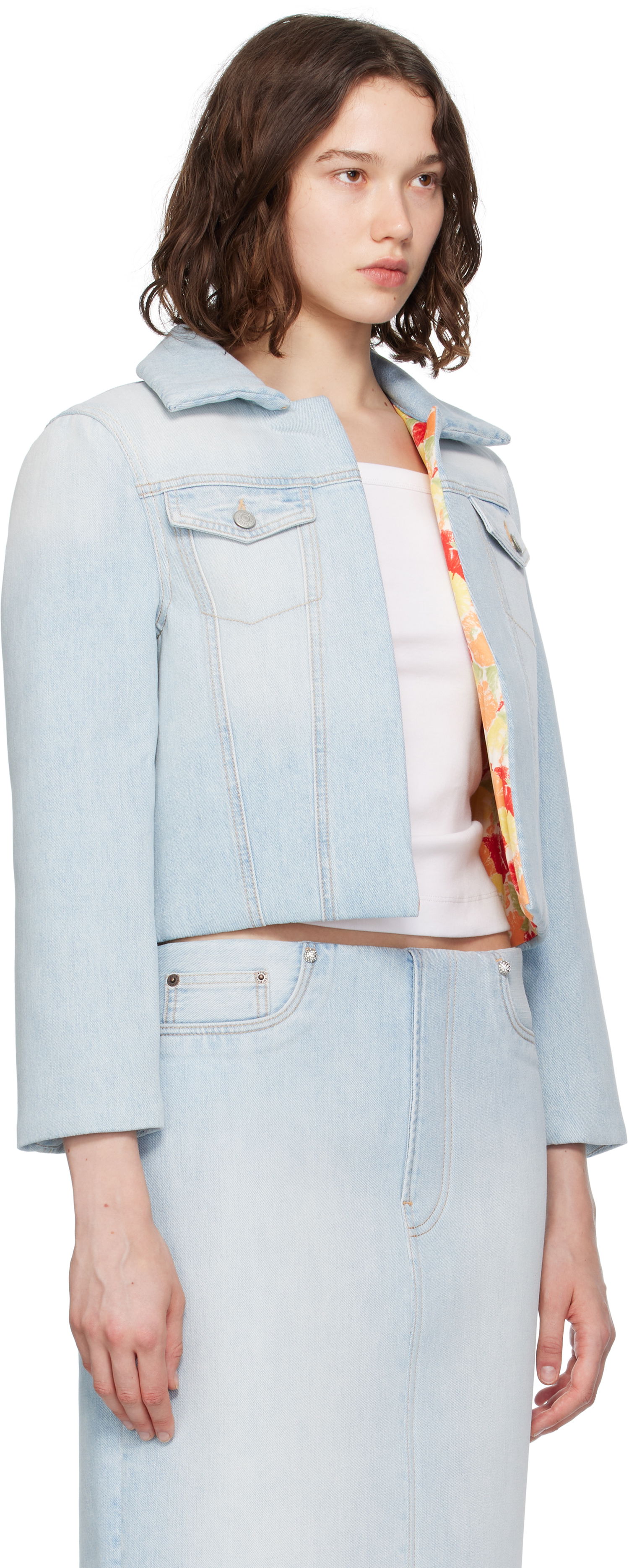Jakna Acne Studios Acne Studios Padded Cropped Denim Jacket Modra | A90642-, 1