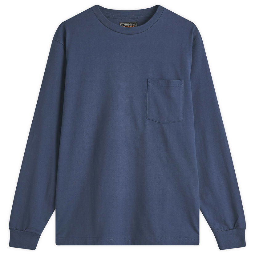 Majica BEAMS Beams Plus Long Sleeve Pocket Tee, Size Large Modra | 3814-0066-156-79