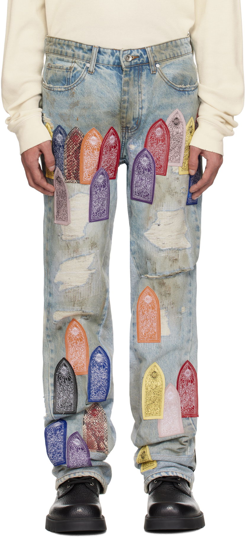 Kavbojke Who Decides War Who Decides War Patched Distressed Jeans Modra | 1120920030SS25