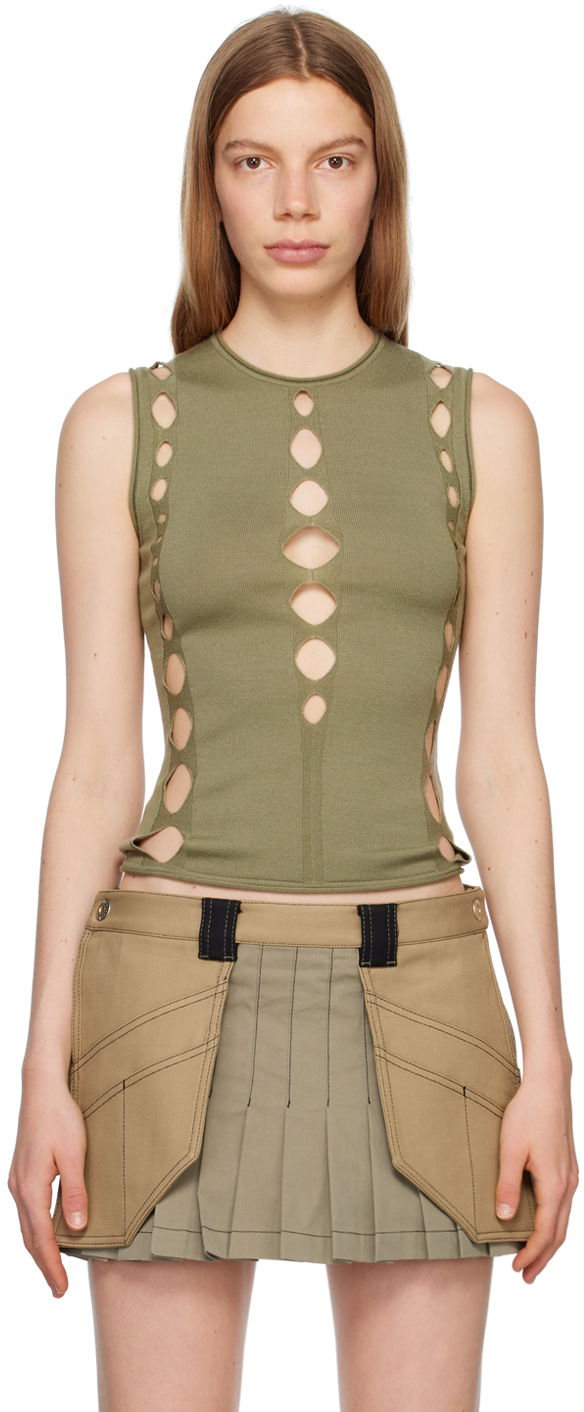 Majica brez rokavov Dion Lee Snake Diamond Cutout Tank Top Zelena | C7213P23, 0